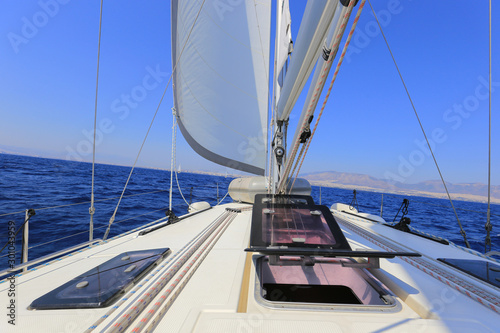 Front view of sailing yacht