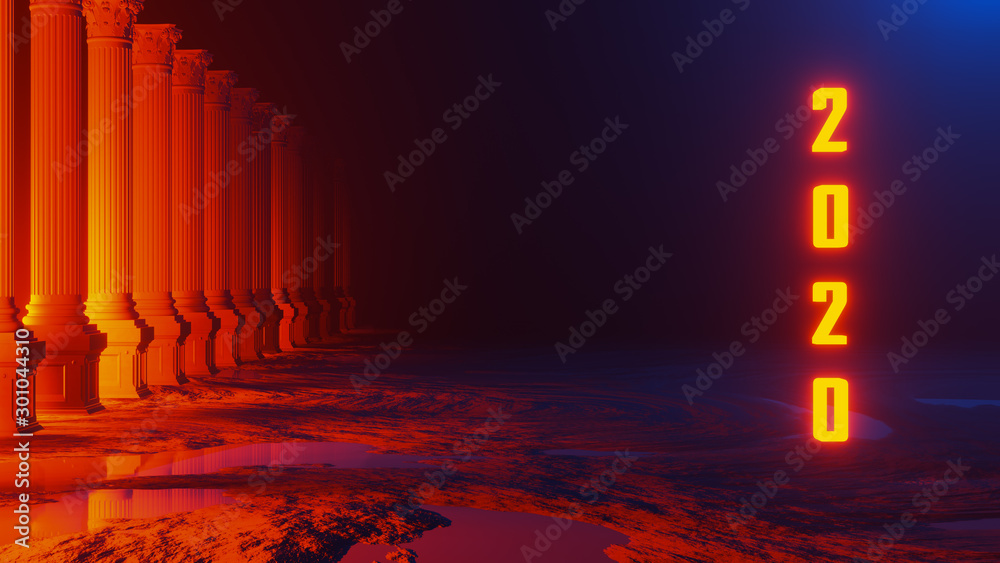 2020 Fantasy universe space background ,volumetric lighting. 3d render 2020 Fantasy universe space background ,volumetric lighting. 3d render