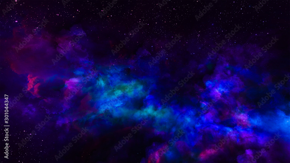 Fantasy universe  space background  ,volumetric lighting. 3d render