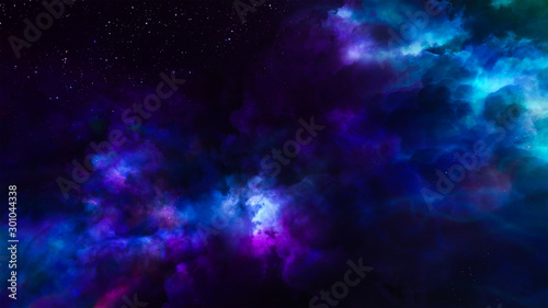Fantasy universe  space background   volumetric lighting. 3d render
