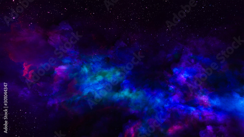 Fantasy universe space background ,volumetric lighting. 3d render
