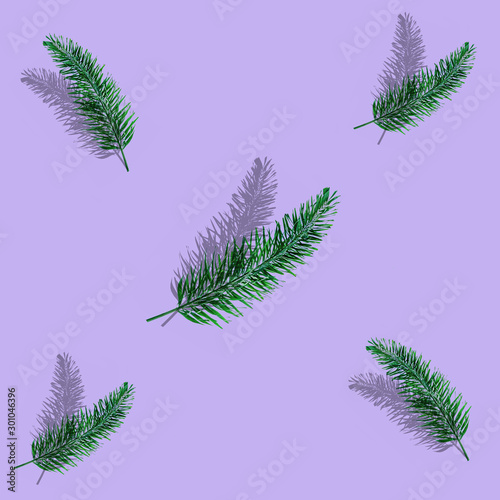 Green palm leaves pattern for nature concept tropical leaf on purple background