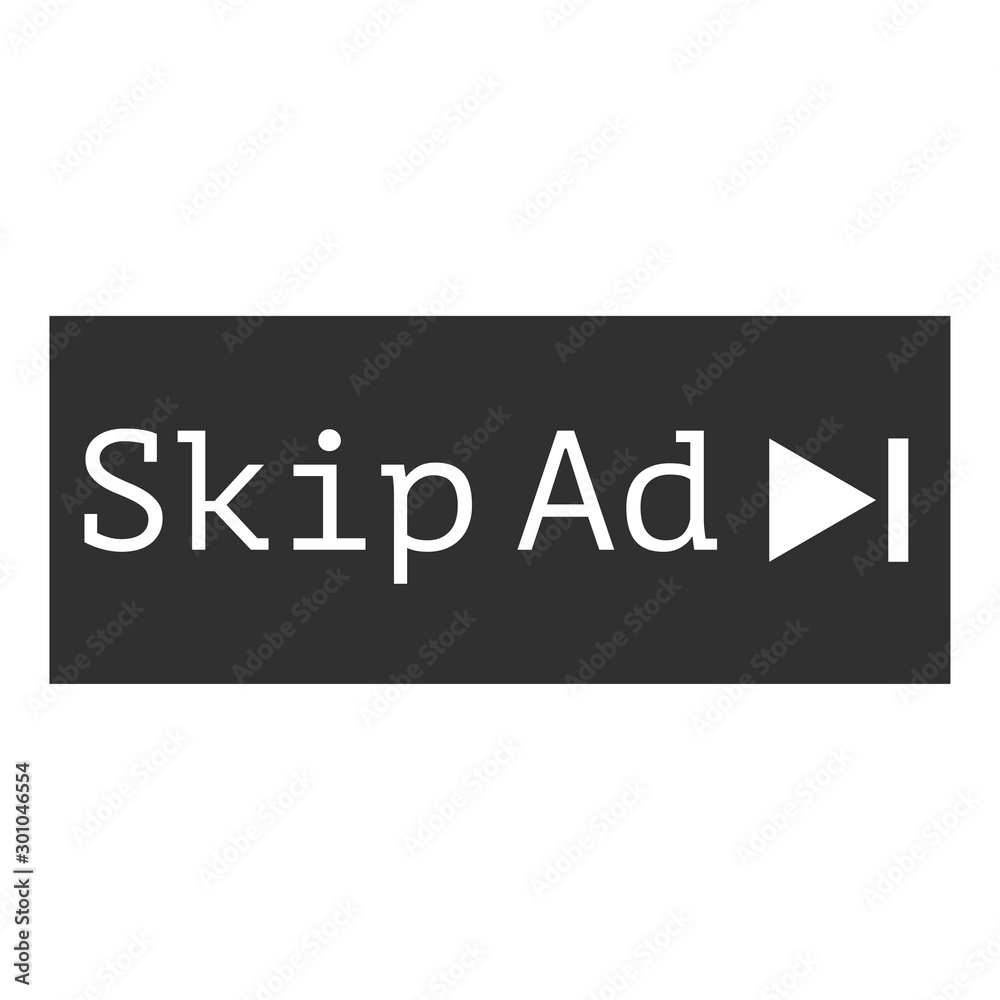 Vector illustration of skip ad button