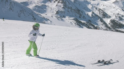 Starting Alpine Skier on Fresh Snow in Sunny Weather Day 2