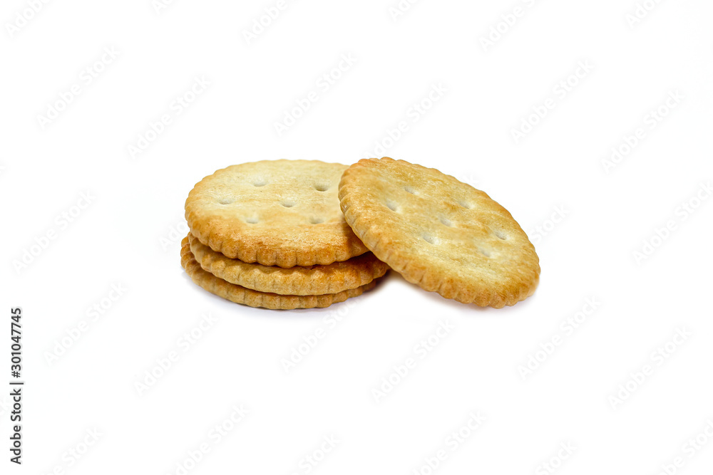 Crackers cookies isolated on white background. Crackers cookies isolated on white background.