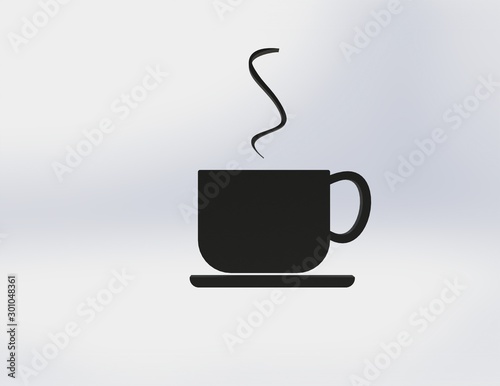 Coffee Cup icon that is separate from the white background image 3 dimensional display. 