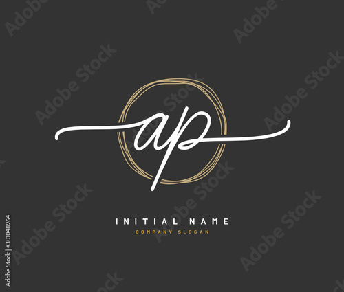 A P AP Beauty vector initial logo, handwriting logo of initial signature, wedding, fashion, jewerly, boutique, floral and botanical with creative template for any company or business.