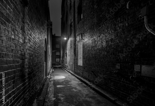 eerie old back street at night