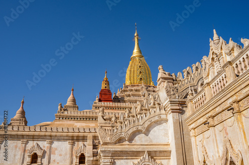 Beautiful Ananda temple at sunrise in Bagan. is a long-lasting and large religious monument in old ancieant Bagan,  Mandalay, myanmar