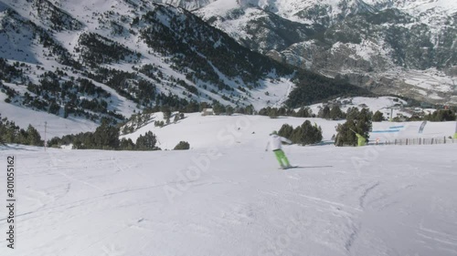 Modern Alpine Skier on Fresh Snow in Sunny Weather Day 5