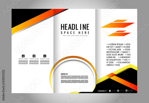Elements Style Business Tri-Fold Brochure Template. Corporate Leaflet, Cover Design