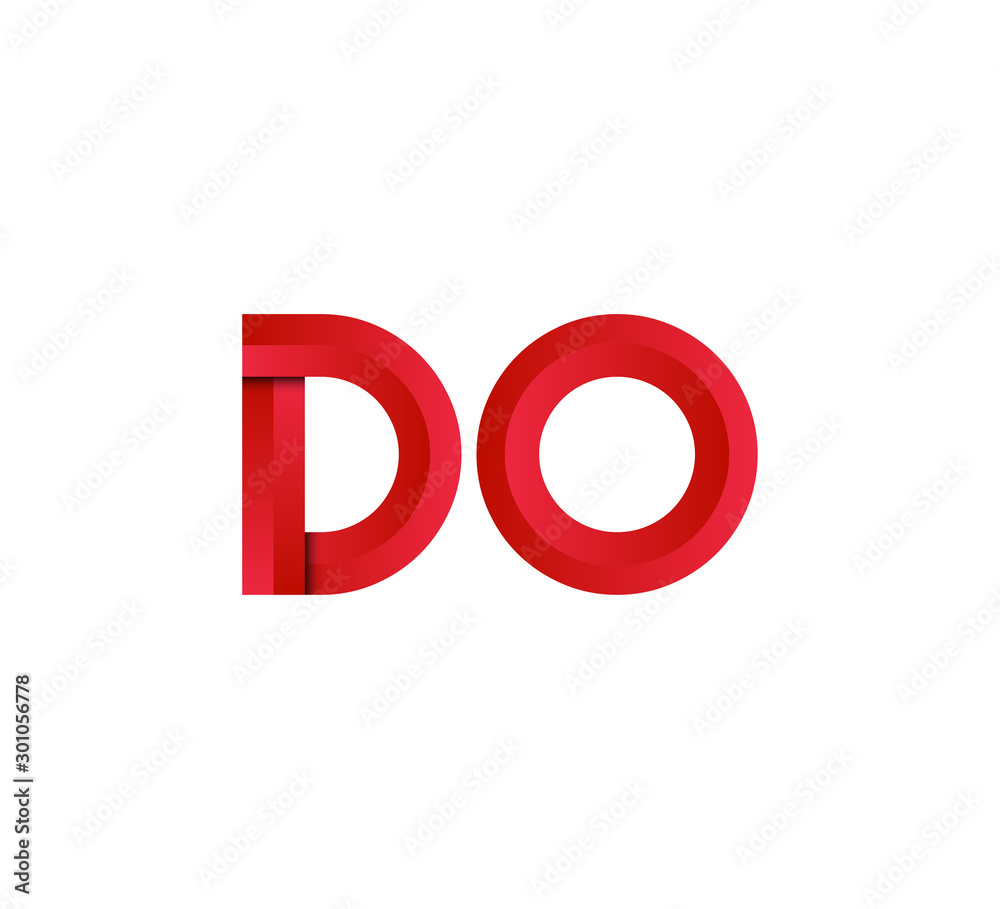 Initial two letter red 3D logo vector DO Initial two letter red 3D logo vector DO
