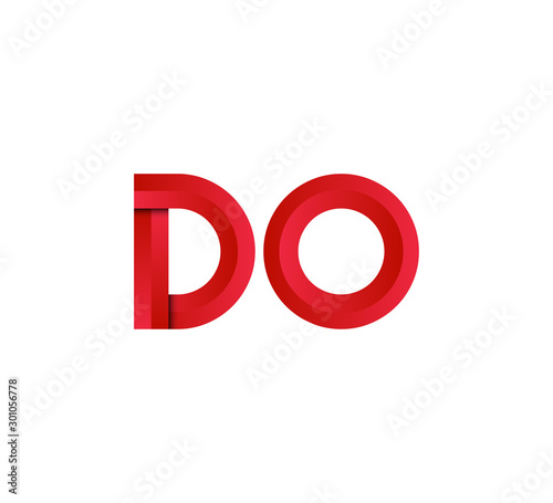 Initial two letter red 3D logo vector DO
