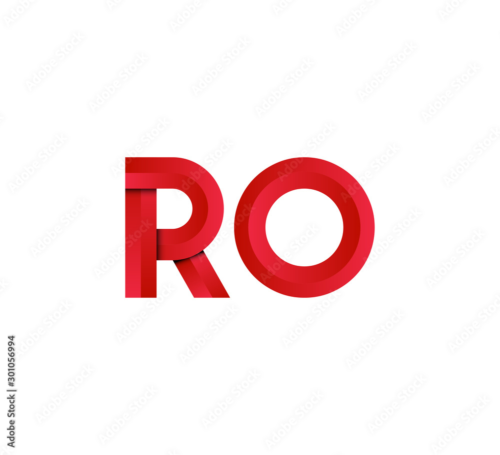 Initial two letter red 3D logo vector RO