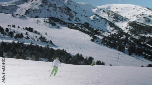 Modern Alpine Skier on Fresh Snow in Sunny Weather Day 7
