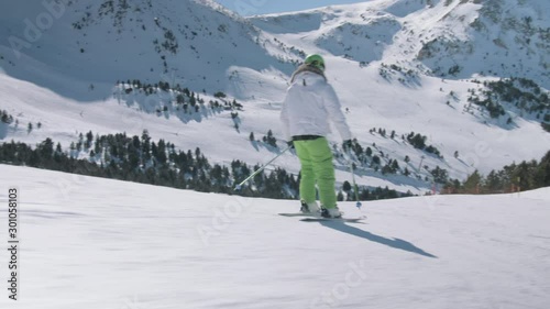Modern Alpine Skier on Fresh Snow in Sunny Weather Day 8
