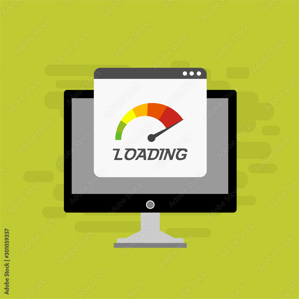 laptop with Speedometer Internet Speed icon. Website speed loading time. Vector illustration for web banner, business presentation, advertising material laptop with Speedometer Internet Speed icon. Website speed loading time. Vector illustration for web banner, business presentation, advertising material