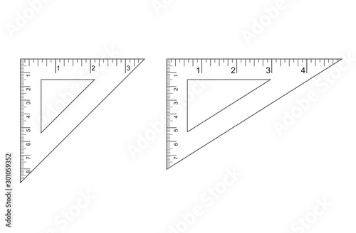 Triangle Ruler Square Set. Plastic School Drafting Drawing Right Angle Triangle Ruler. plastic triangular ruler  right angle  isosceles triangle vector