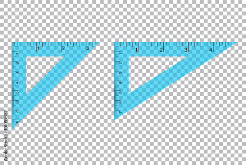 Triangle Ruler Square Set. Plastic School Drafting Drawing Right Angle Triangle Ruler. plastic triangular ruler  right angle  isosceles triangle on transparent background vector