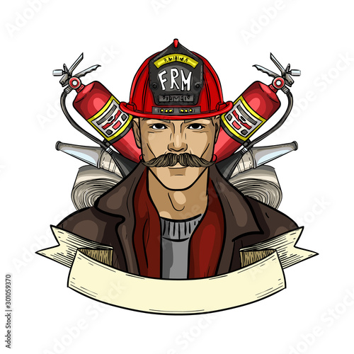 Hand drawn sketch fireman icon