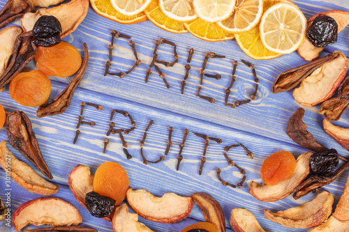Frame of ingredients for preparing beverage or compote of dried fruits, healthy nutrition