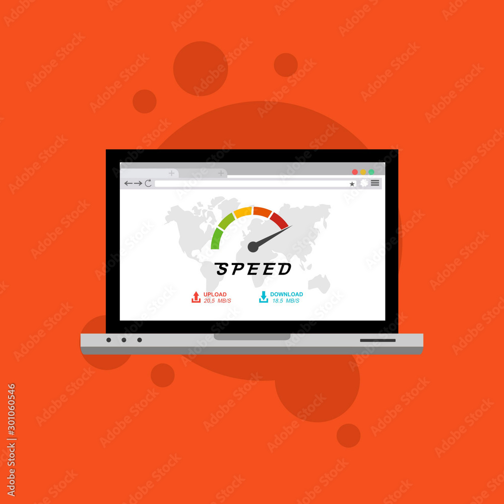 laptop acceleration icon vector template. Site Speed Test Concept Fast or Slow Load Modern vector illustration concept laptop acceleration icon vector template. Site Speed Test Concept Fast or Slow Load Modern vector illustration concept