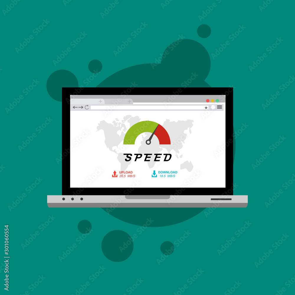 laptop acceleration icon vector template. Site Speed Test Concept Fast or Slow Load Modern vector illustration concept laptop acceleration icon vector template. Site Speed Test Concept Fast or Slow Load Modern vector illustration concept