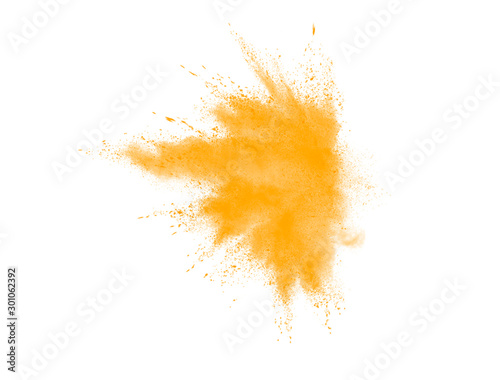 Yellow explosion brush. Yellow watercolor explosion isolated on white background