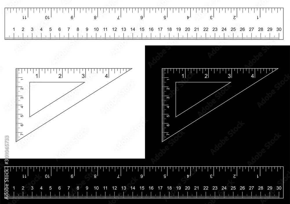 Triangle Ruler Square Set. Plastic School Drafting Drawing Right