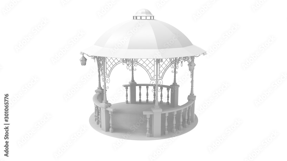 3d rendering of an empty gazebo isolated in white studio background 3d rendering of an empty gazebo isolated in white studio background