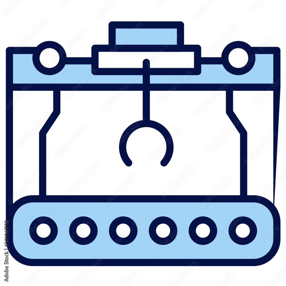 Maschine mit Greifarm, Industriestraße Vector Icon Illustration Maschine mit Greifarm, Industriestraße Vector Icon Illustration