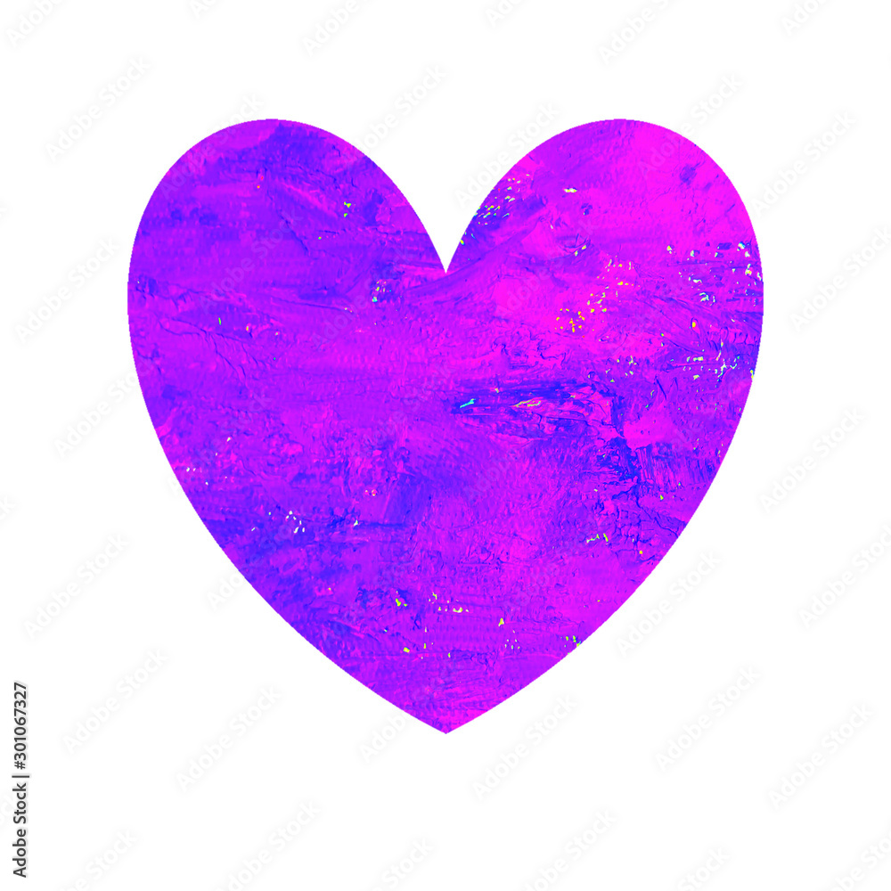 Pink purple heart isolated on white background. Bright festive background for packing, design of cards, covers, gifts, invitations  for  wedding, birthday, Valentine's Day, mother's Day