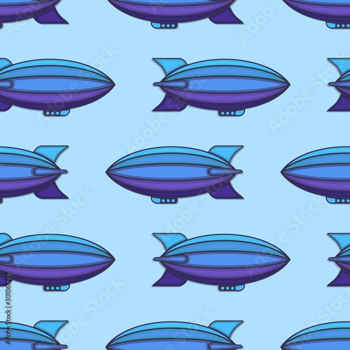 Seamless pattern with airships. Flat style vector illustration.