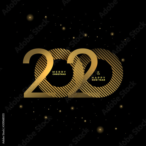 Golden 2020 New Year on a d...