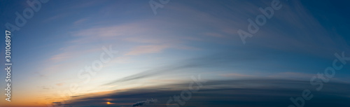 Fantastic clouds against blue sky, panorama