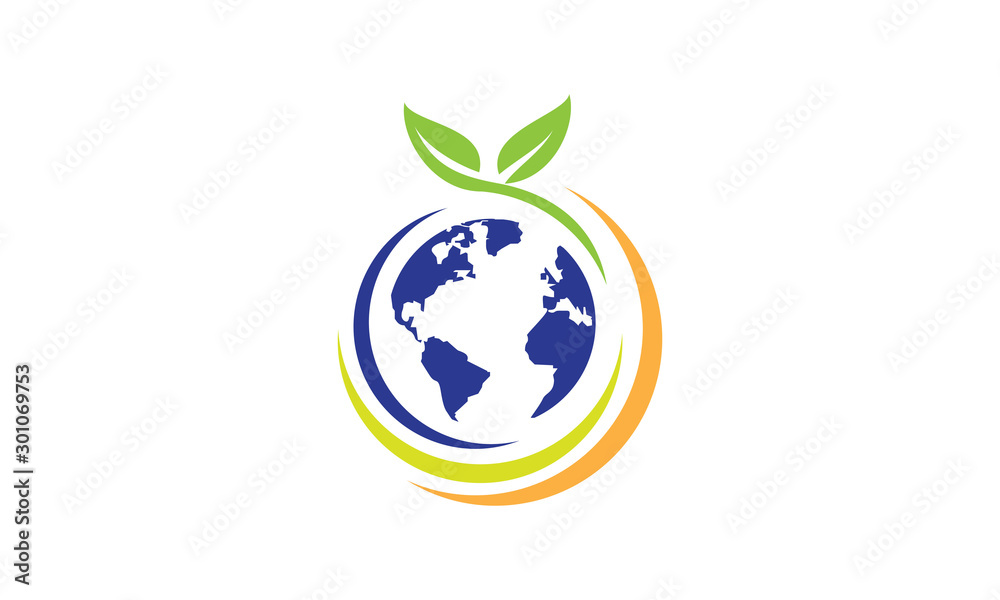logo Earth Globe Green Leaves Nature
