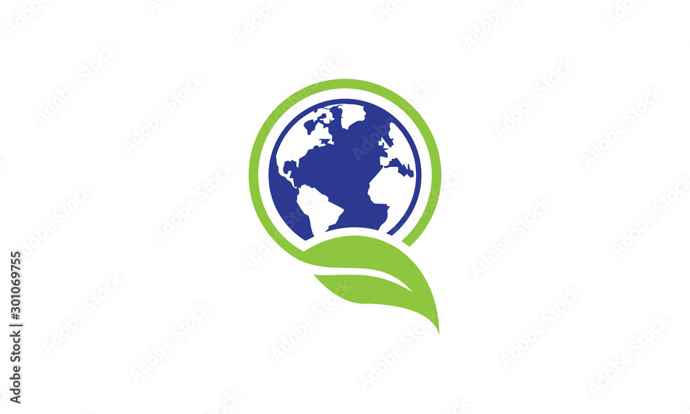 logo Earth Globe Green Leaves Nature