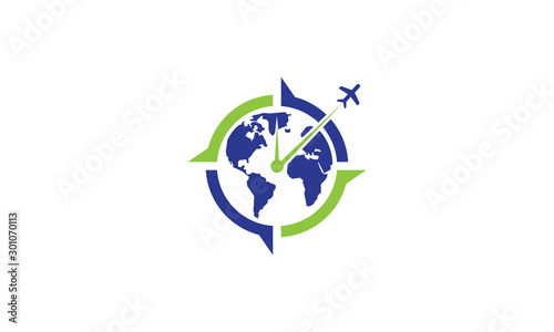 Travel Flight Logo World Globe vector