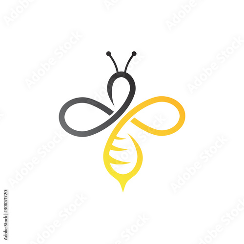infinity and bee logo template, hardworking logo symbol, unlimited symbol logo