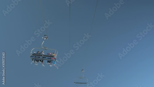Moving Chair Lift in Ski Resort on Sunny Weather Day 5