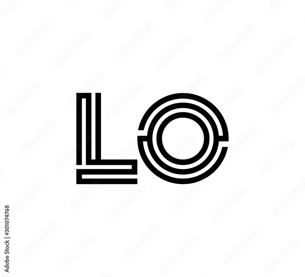 Initial two letter black line shape logo vector LO Initial two letter black line shape logo vector LO