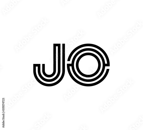 Initial two letter black line shape logo vector JO