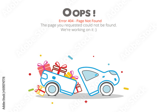 Error 404 page layout vector design. Website 404 page creative concept. The page you requested could not be found. Oops 404 error page.