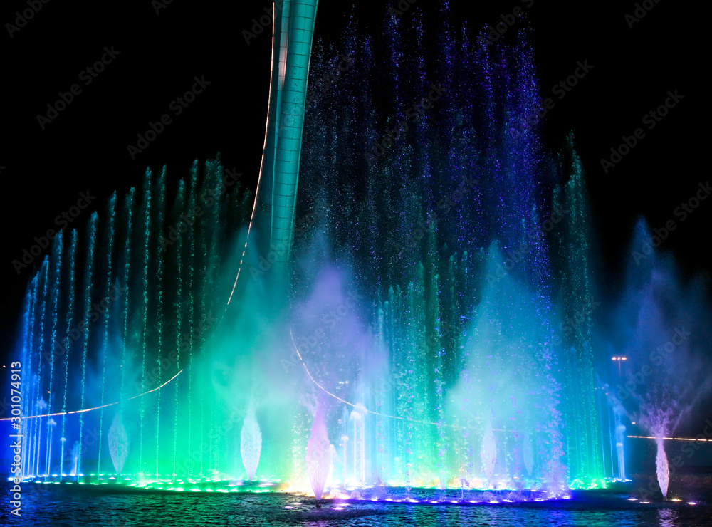 Fototapeta Dancing fountain of green in the park