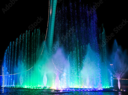 Dancing fountain of green in the park