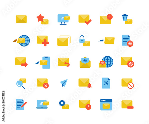 Email and Mail flat icon se...