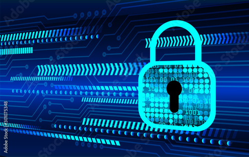 Closed Padlock on digital background, cyber security