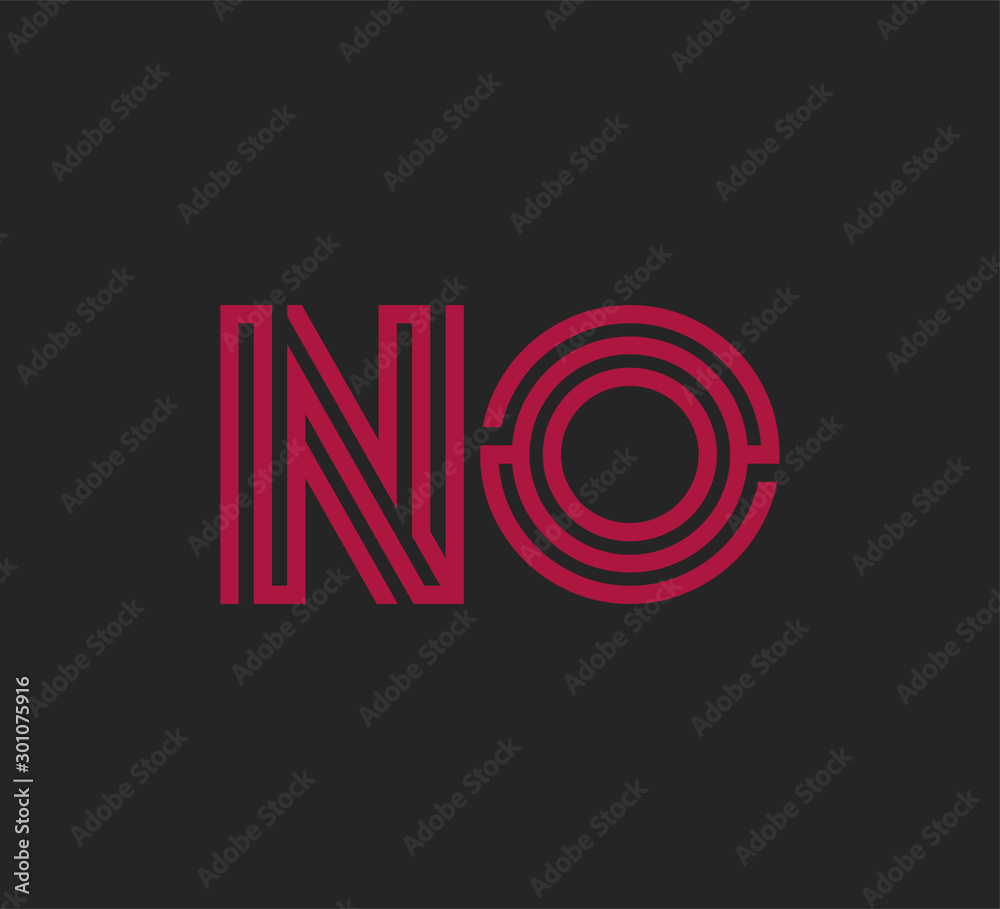 Initial two letter red line shape logo on black vector NO Initial two letter red line shape logo on black vector NO