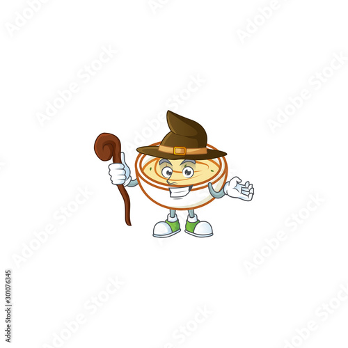 Delicious mashed potatoes with witch mascot character