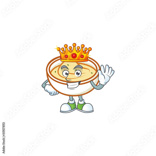 Mashed potatoes in bowl with king character